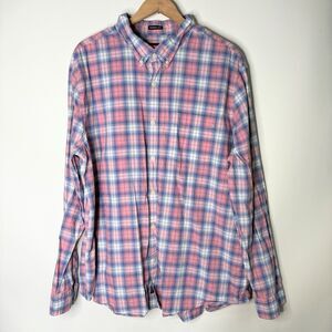 American Eagle Seriously Soft Plaid Button Down Pink Blue White Men Size XXL